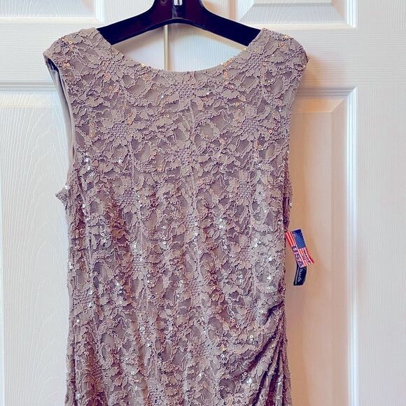 MOCHA R&M RICHARDS SLEEVELESS LACE & SEQUIN DRESS PLUS SIZE 18W MADE IN USA NWT - Picture 2 of 6